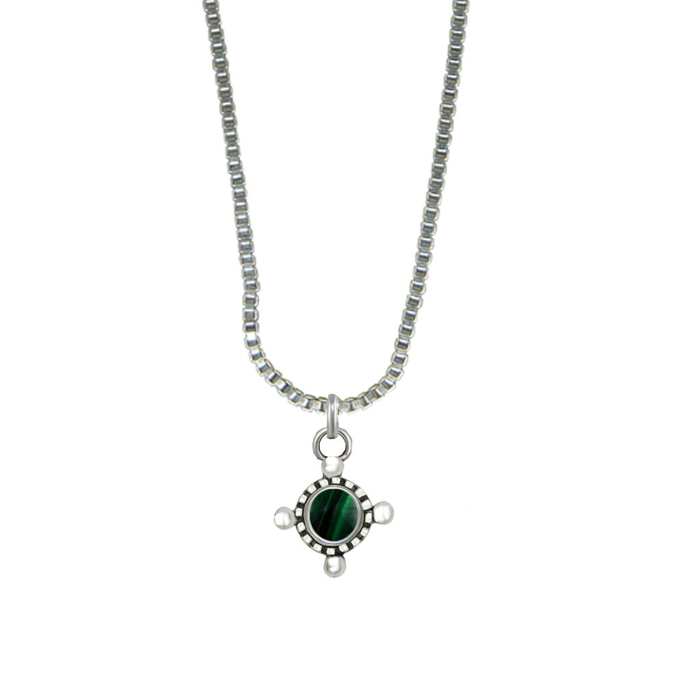 Sterling Silver Little Malachite Pendant Necklace